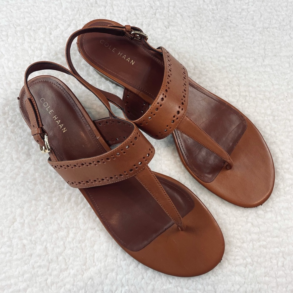 COLE HAAN • Brown Elsie Thong Wedge Sandals, 9 - Picture 16 of 16